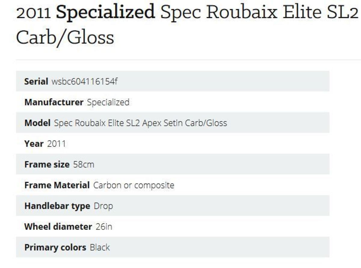 Specialized Spec Roubaix Elite SL2
