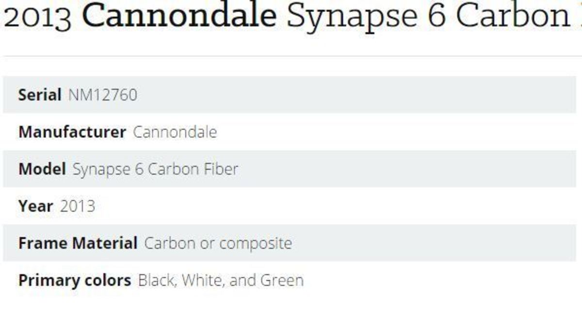  2013 Cannondale Synapse 6 