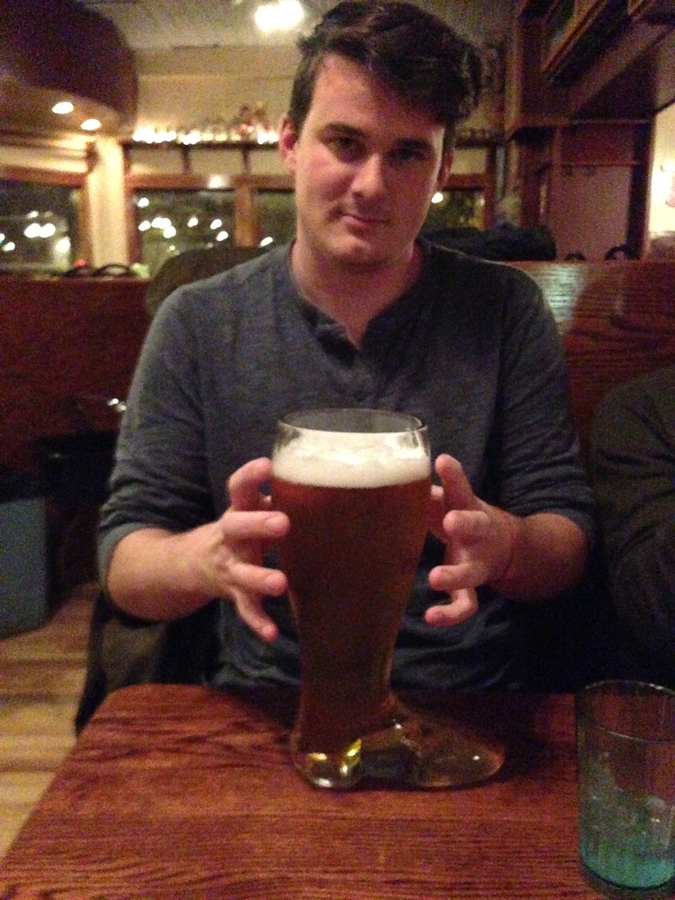 Mike and a boot of beer