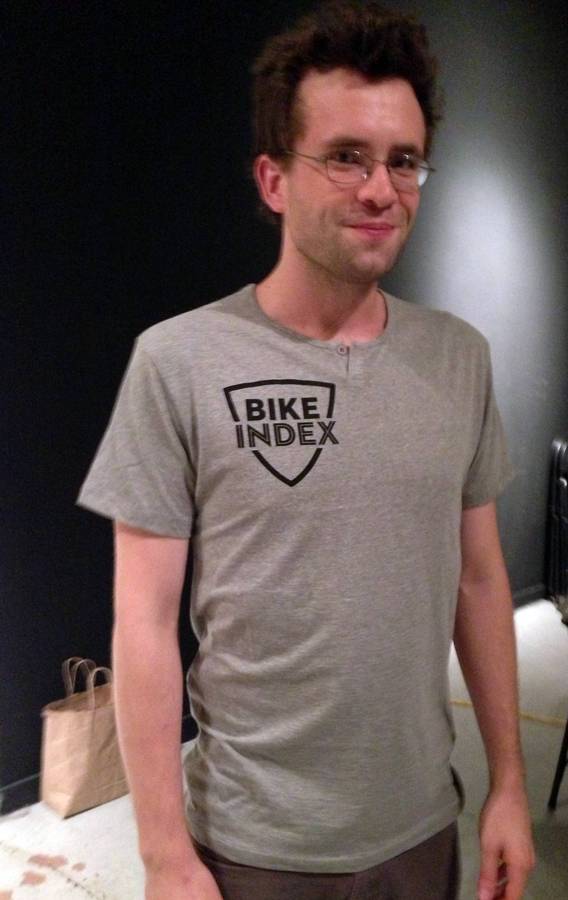 Max modeling his Bike Index shirt