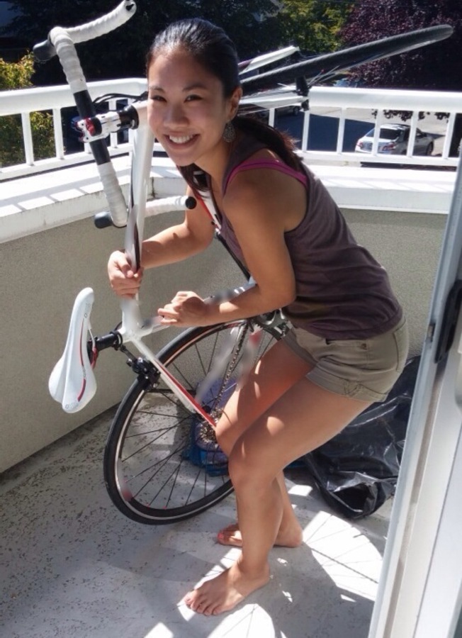 Eva with her recovered bike