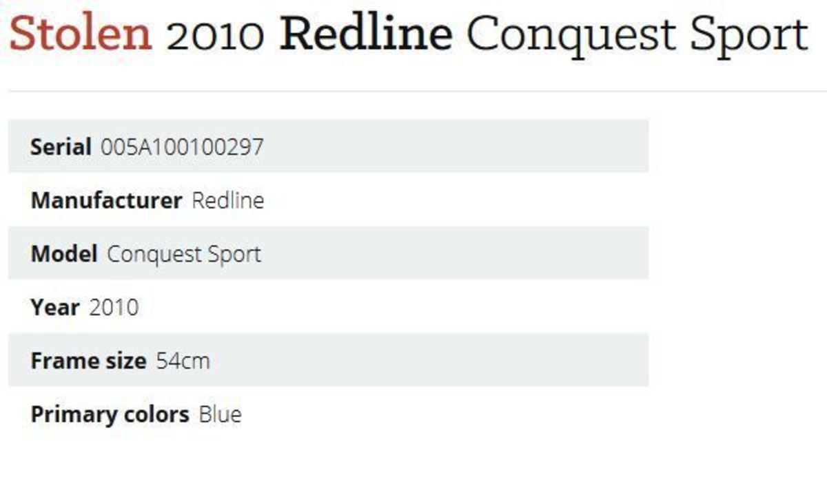 Stolen 2010 Redline Conquest Sport