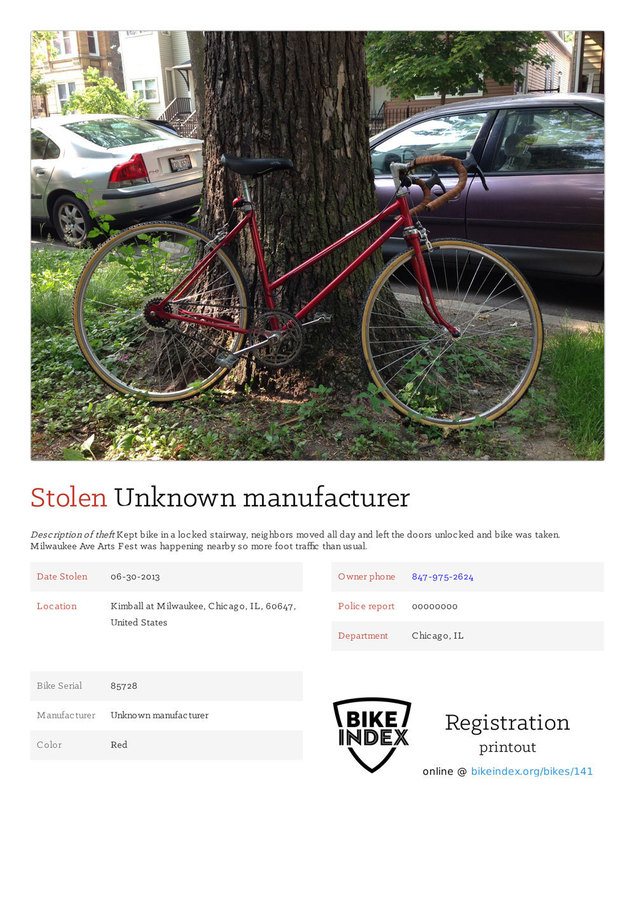 Sample stolen registration