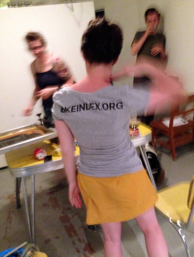 Back of the shirt and a little bit of the screen printing press in the background