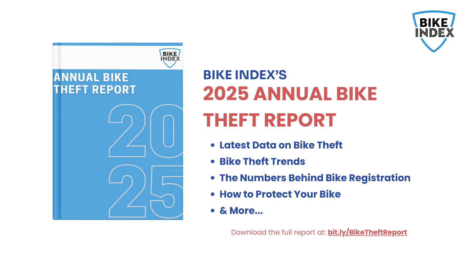 Bike Index's 2025 Annual Bike Theft Report includes the latest data on bike theft, bike theft trends, the efficacy of bike registration, and how to protect your bike from theft.
