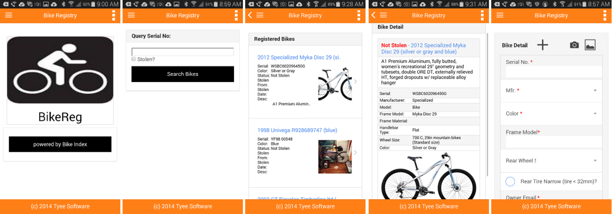 BikeReg screenshots